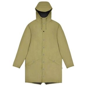 Rains UniseLong Jacket W3 Khaki Long Waterproof Hooded Raincoat Size Medium